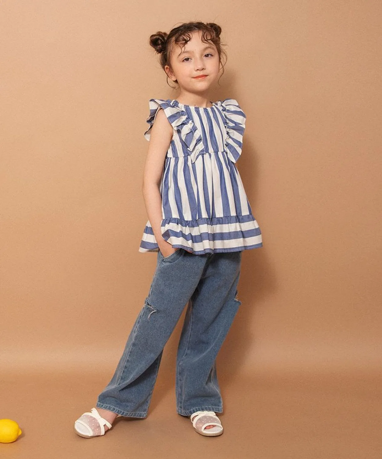 Детская туника с принтом в полоску, модель Stripe, branshes, Blue — фото 4