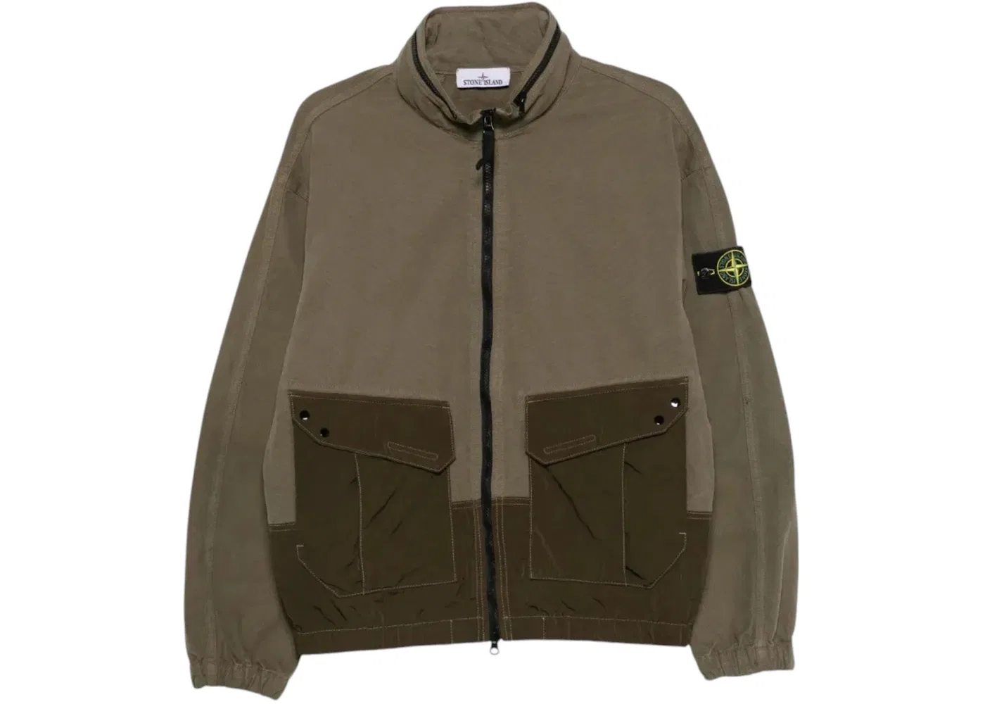 Мужской бомбер из хлопкового панамского канваса Garment Dyed Stone Island, цвет Military Green