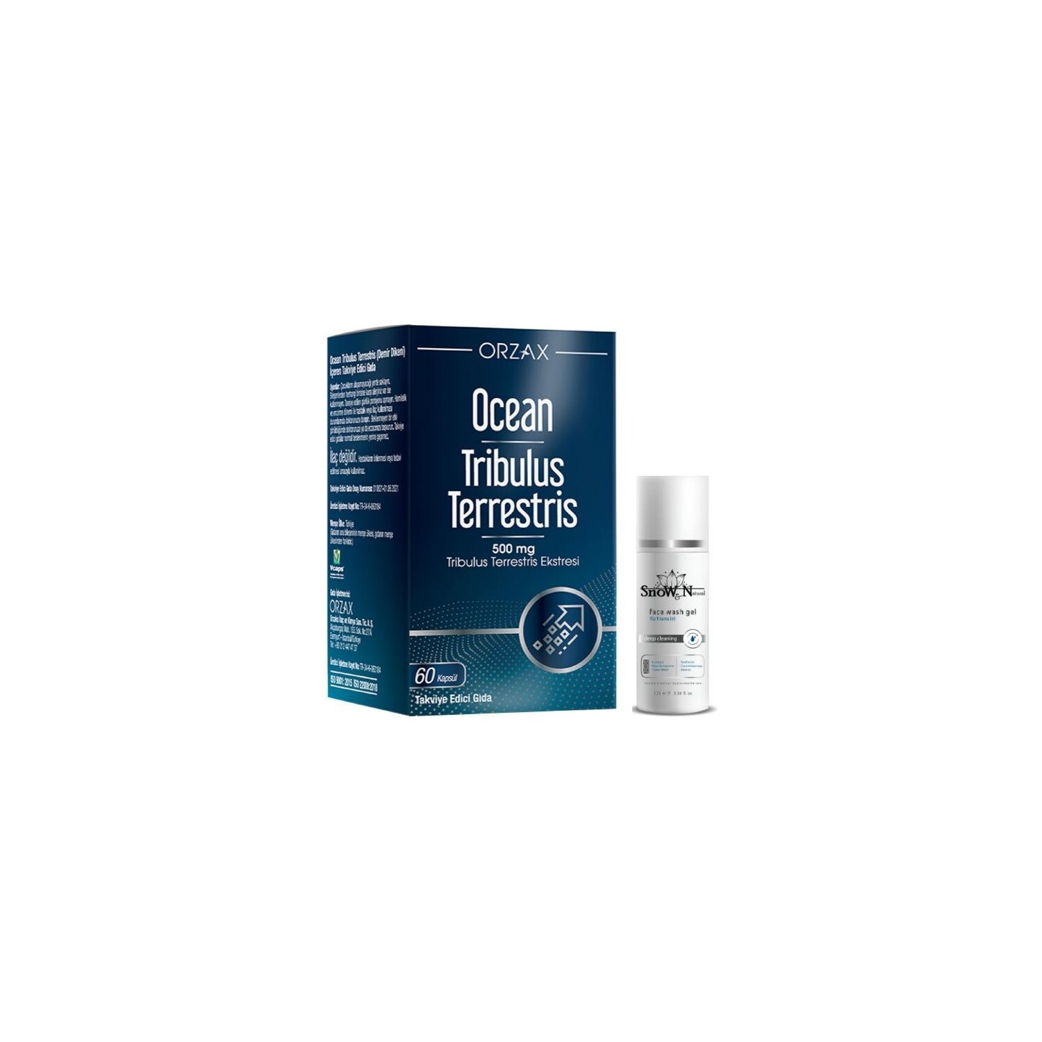 

Добавка Orzax Tribulus Terrestris, 60 капсул + Очищающий гель для лица, 100 мл