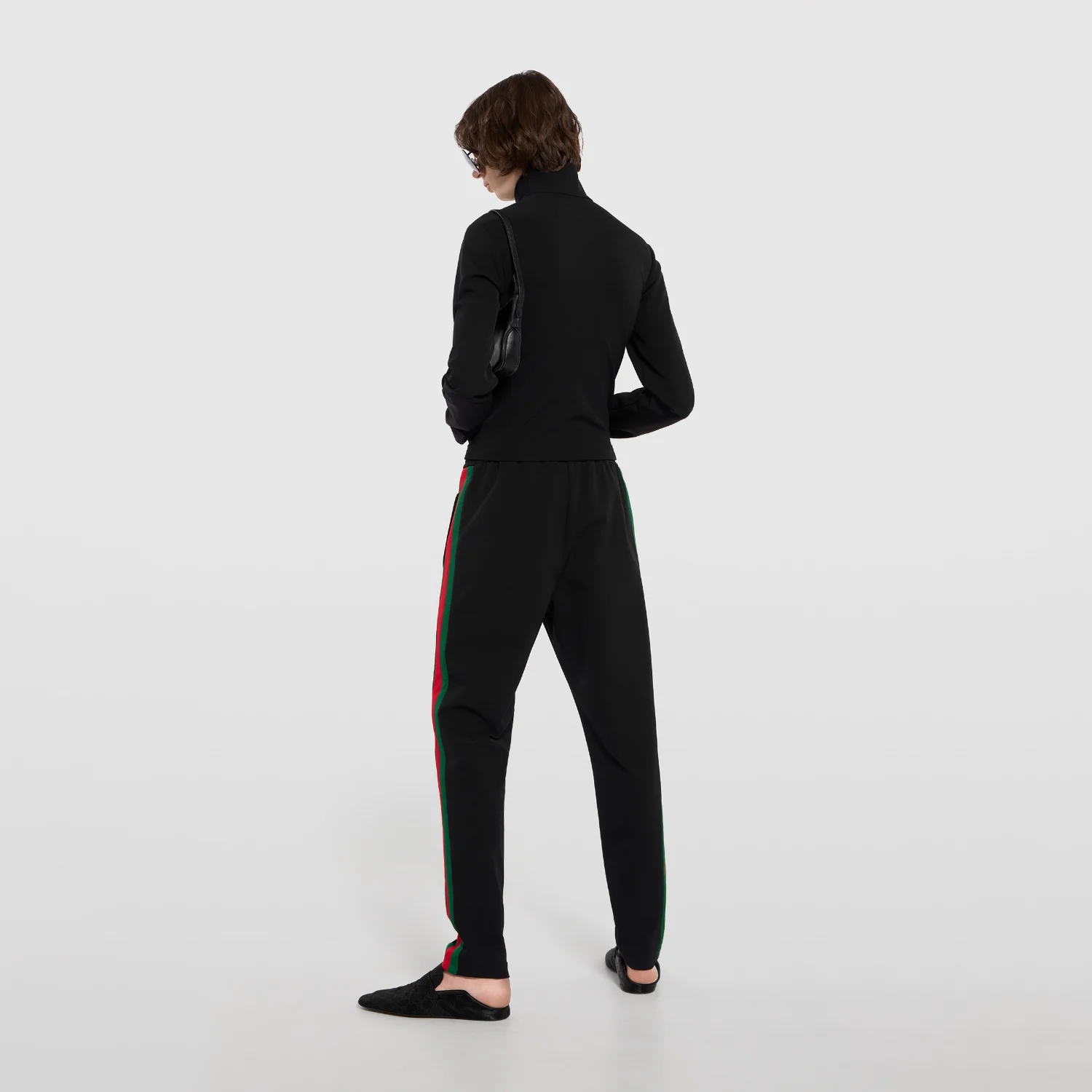 Куртка Gucci Stretch Nylon Zip With Web, черный — фото 4