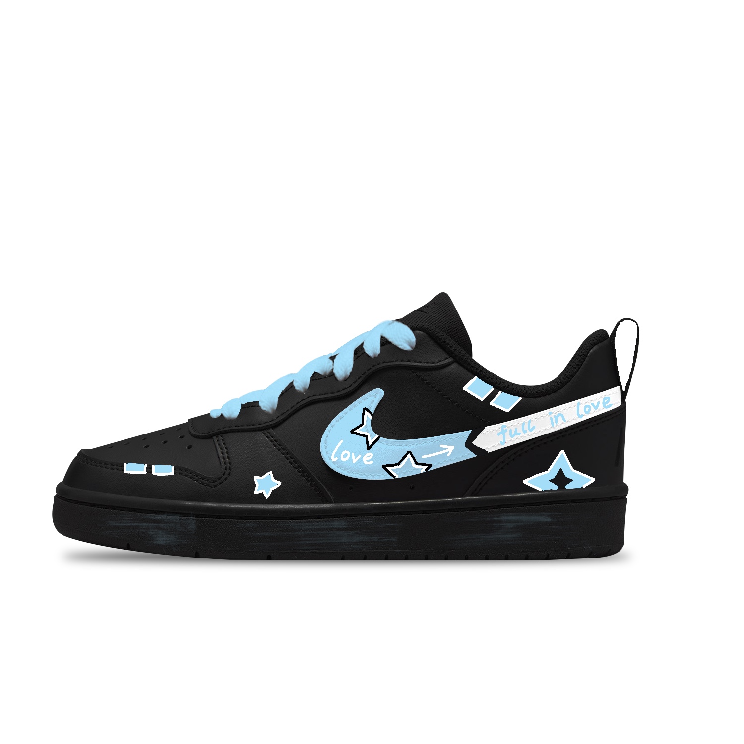 

Кроссовки для скейтбординга Court Borough с противоскользящей подошвой и устойчивостью к истиранию, низкие, детские, унисекс Nike, светло-синий