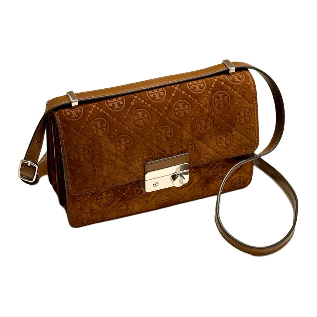 

TORY BURCH Сумка через плечо T Monogram из спилка коровьей кожи, Regular, цвет chicory brown
