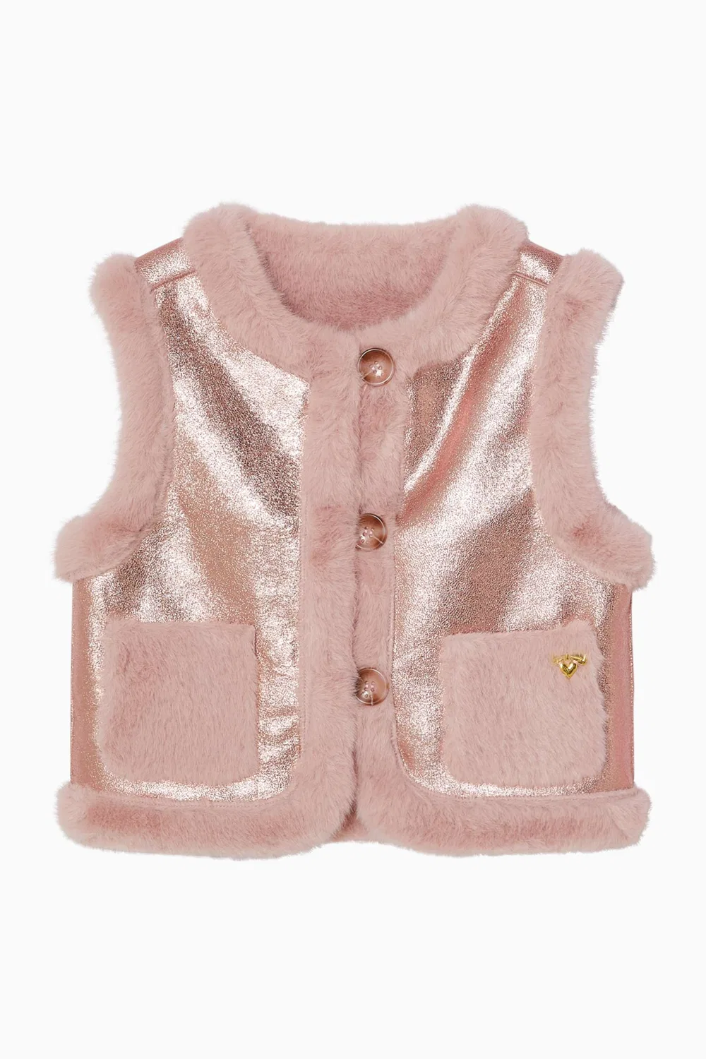 Жилет из металлизированного искусственного меха Cher Gillet Angel's Face