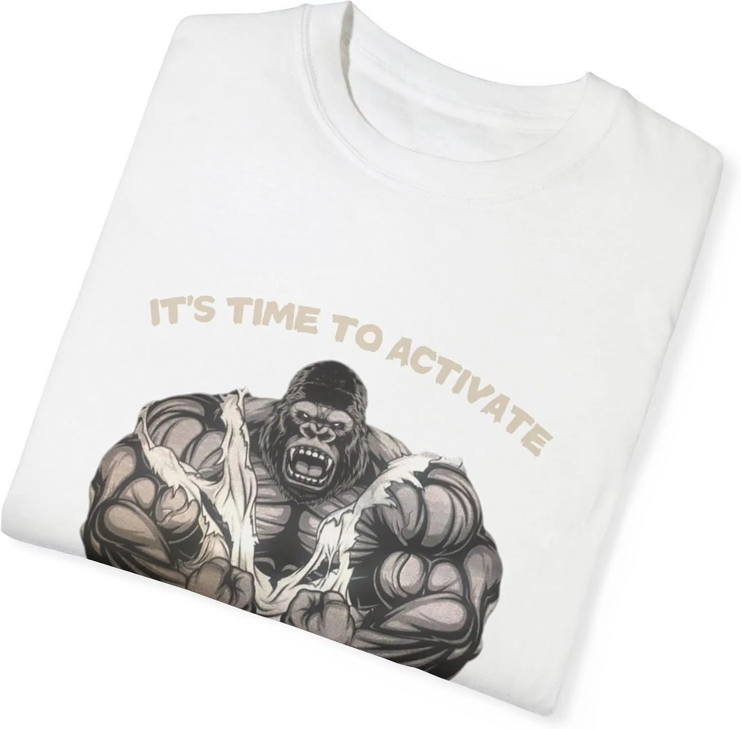 Футболка с принтом Beast Mode Activated Comfort Colors 1717, White — фото 3