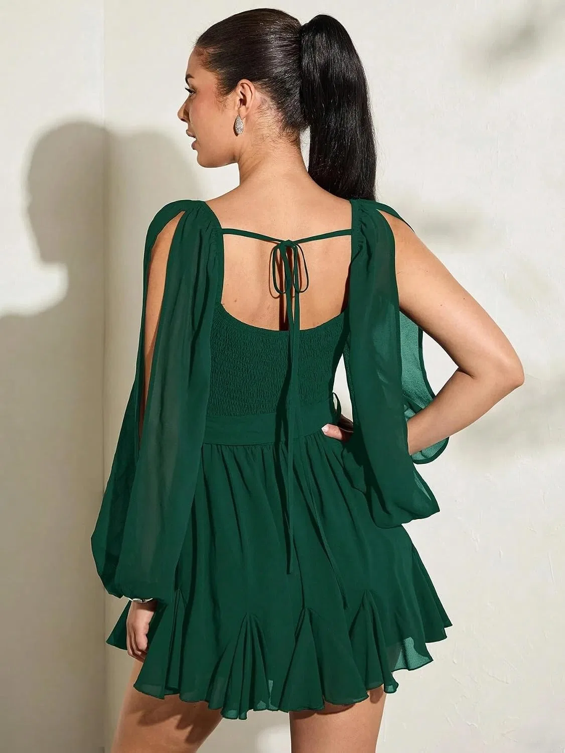 Женское платье с запахом, высокое кашемир, Dark Green — фото 3