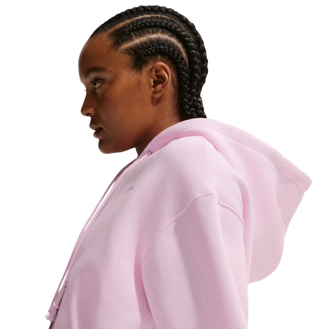 Женское худи-кроп Nike NSW Phoenix Fleece Bling Full-Zip, цвет Pink Foam/Pink Foam — фото 3