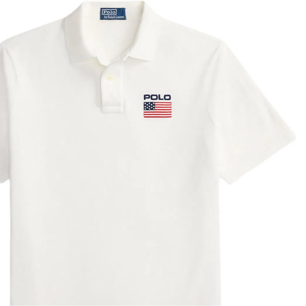 Мужское поло Polo Ralph Lauren Flag Polo Shirt, White — фото 3