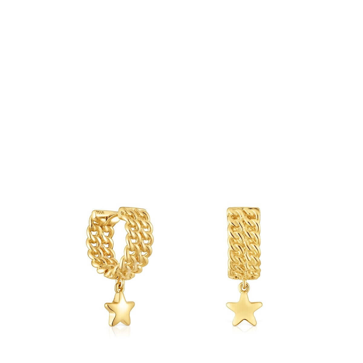 Серьги-кольца Tous Bold Motif Short Star Motif, 22 мм, серебро с 18-каратным золотым покрытием — фото 4