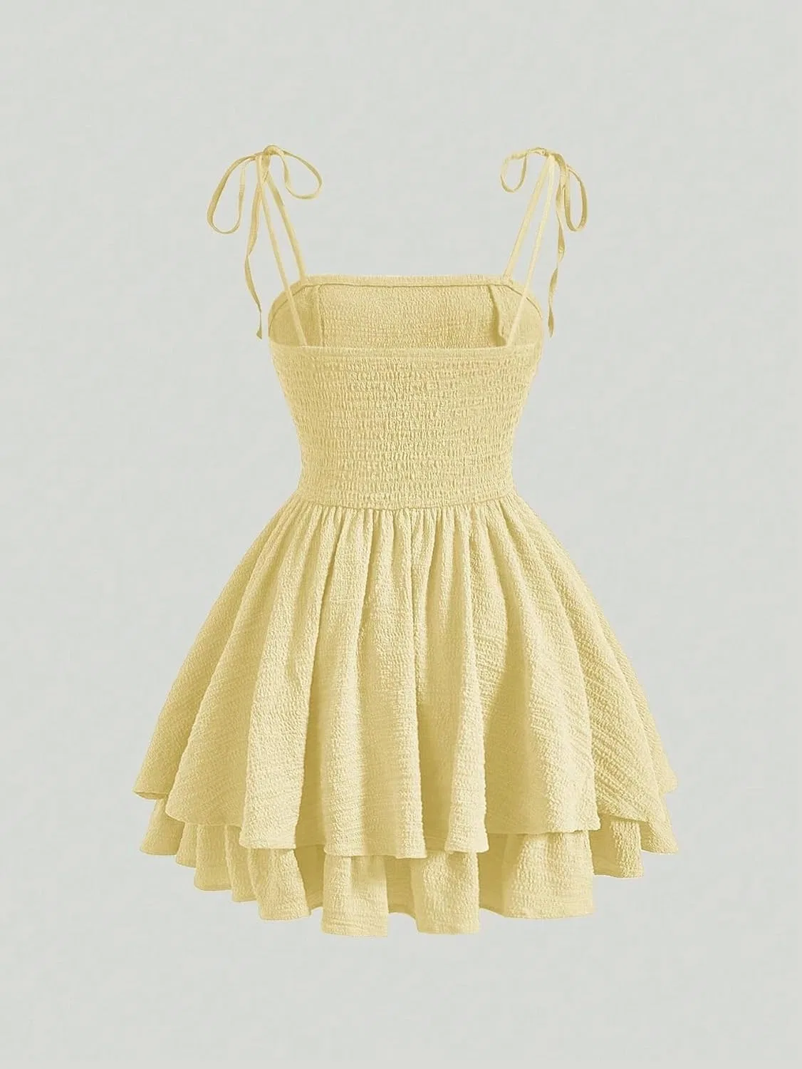 Женское короткое платье-комбинация с узлом на плече Generic, Yellow — фото 2