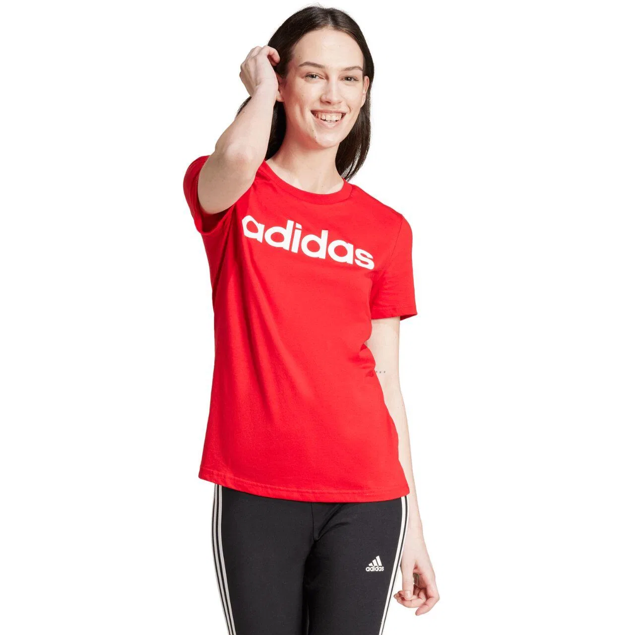 Женская футболка с коротким рукавом Loungewear Essentials Slim Adidas, Rot Weiss — фото 4