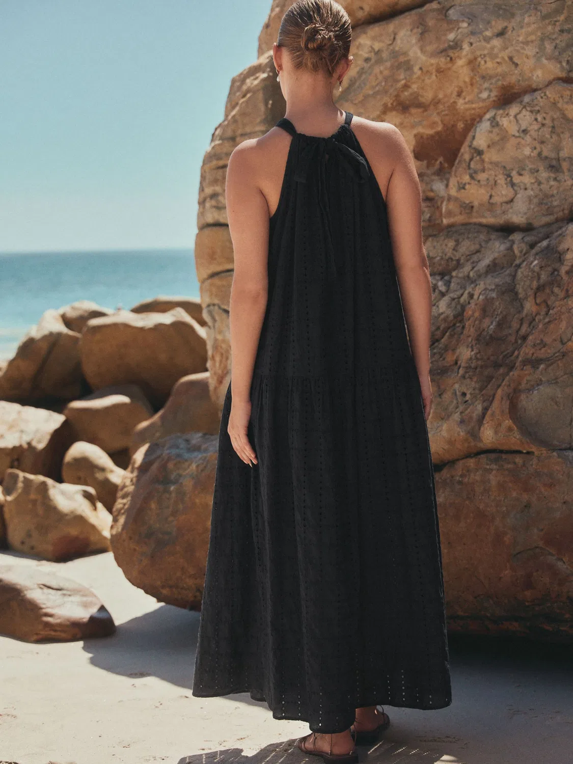 Платье макси на шее, Black Halter Maxi Dress Next, черный — фото 3