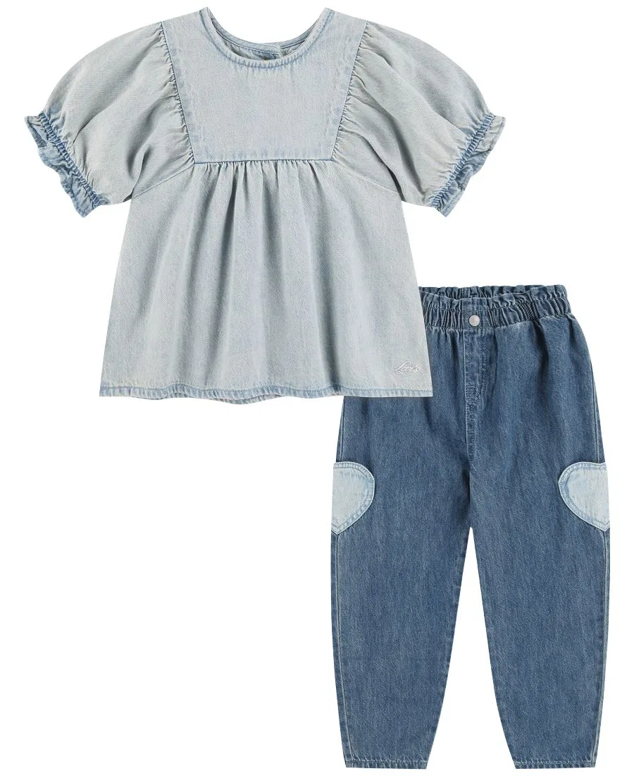 Комплект из топа и брюк-баллонов с кокеткой Levi's, Blue