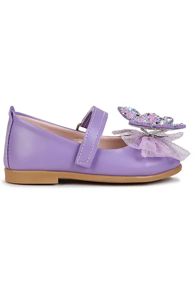 Детские балетки для девочек с принтом Fly Velcro Butterfly Accessory Kiko Kids, Lilac — фото 4