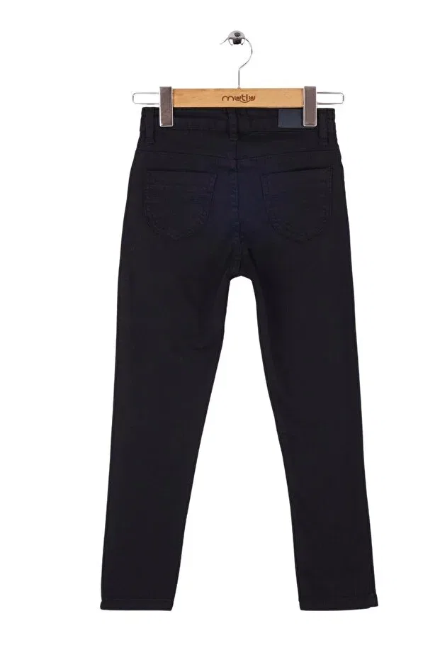 Детские брюки для девочек зауженные Happy gabardine girl pants Mutlu Kids, Black — фото 4