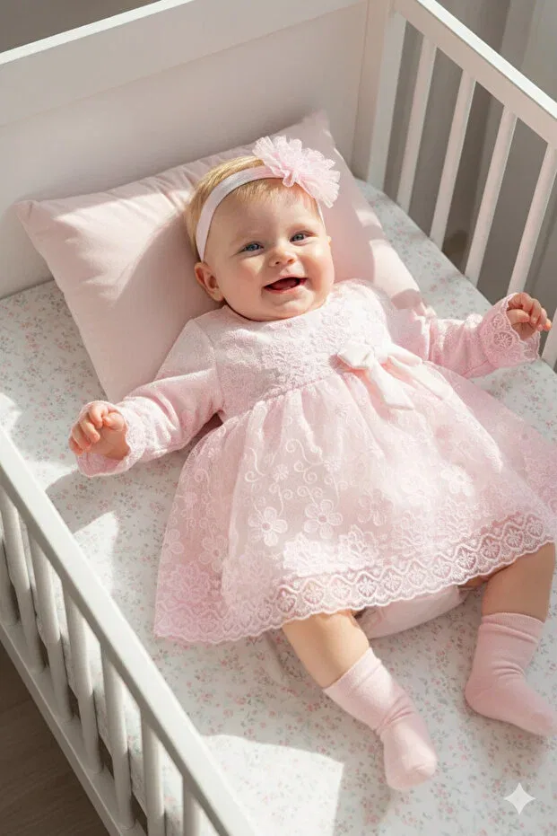 Детское платье для девочек с длинным рукавом Miniday Baby, Pink