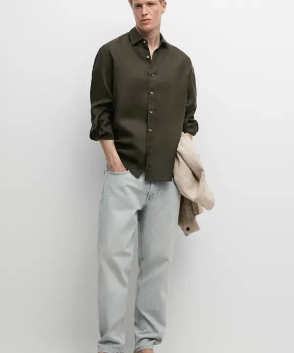 Рубашка из льна, регулярная посадка, Massimo Dutti — фото 2