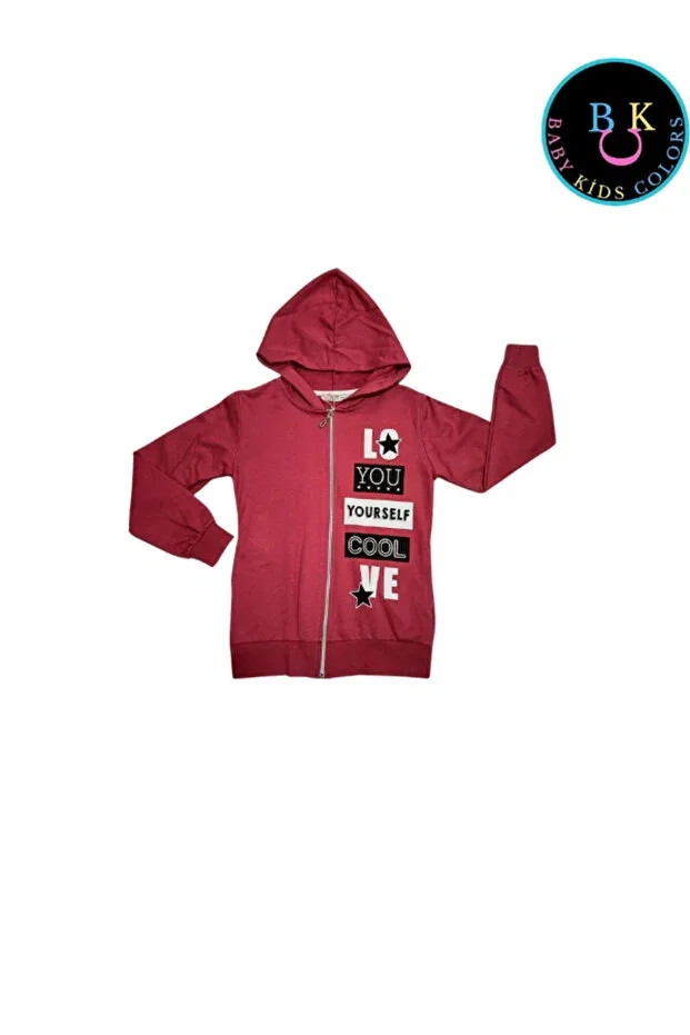 Детский кардиган с капюшоном на молнии с принтом Baby Kids Colors, Cherry-Brown — фото 3