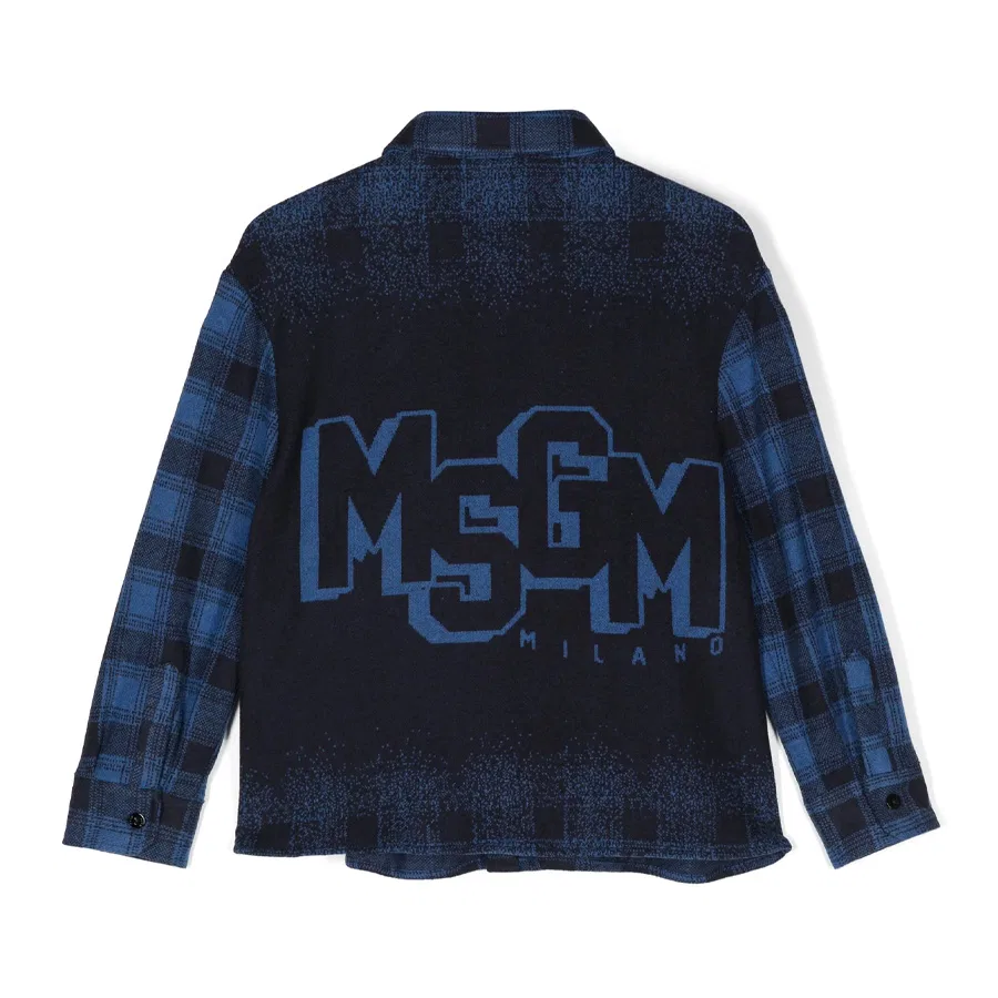 Рубашка с принтом в клетку Boys Tartan-Pattern Shirt MSGM, Royal — фото 2