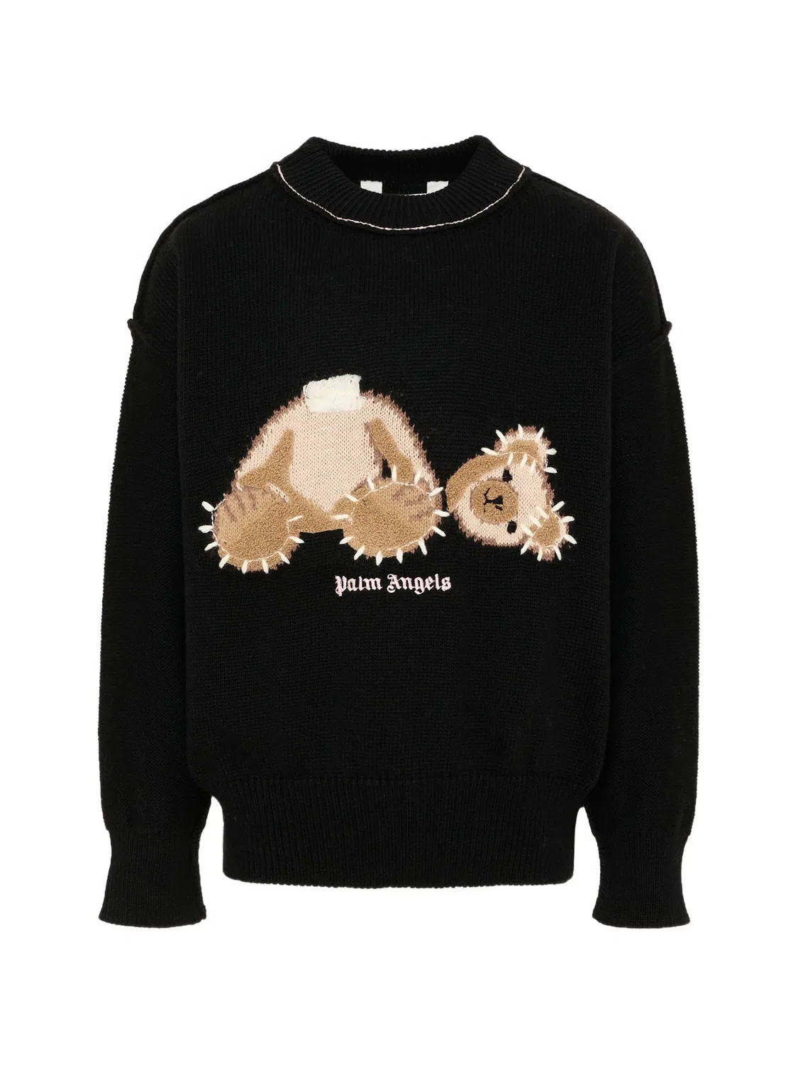 Свитер вязки интарсия Palm Angels Kids, черный