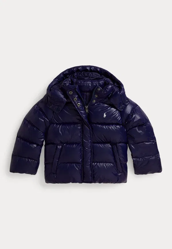 Куртка пуховая с капюшоном Glossy down hooded jacket Polo Ralph Lauren, newport темно-синий