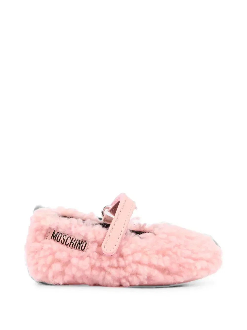 Балетки с сенсорным ремешком с эффектом овчинки Moschino Kids, розовый — фото 2