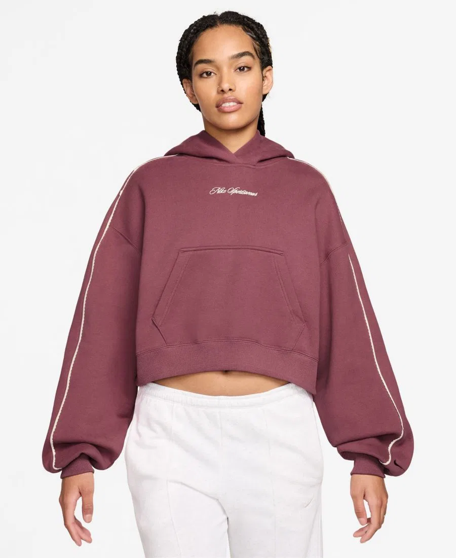 Худи оверсайз Studio Fleece с отделкой фестонами Nike, Pink Smoke Sail Pink Smoke
