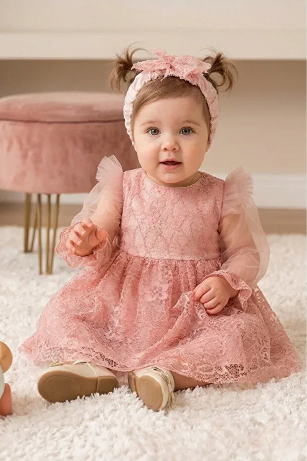 Детское платье для девочек кружевное Eray Kids, Powder — фото 3