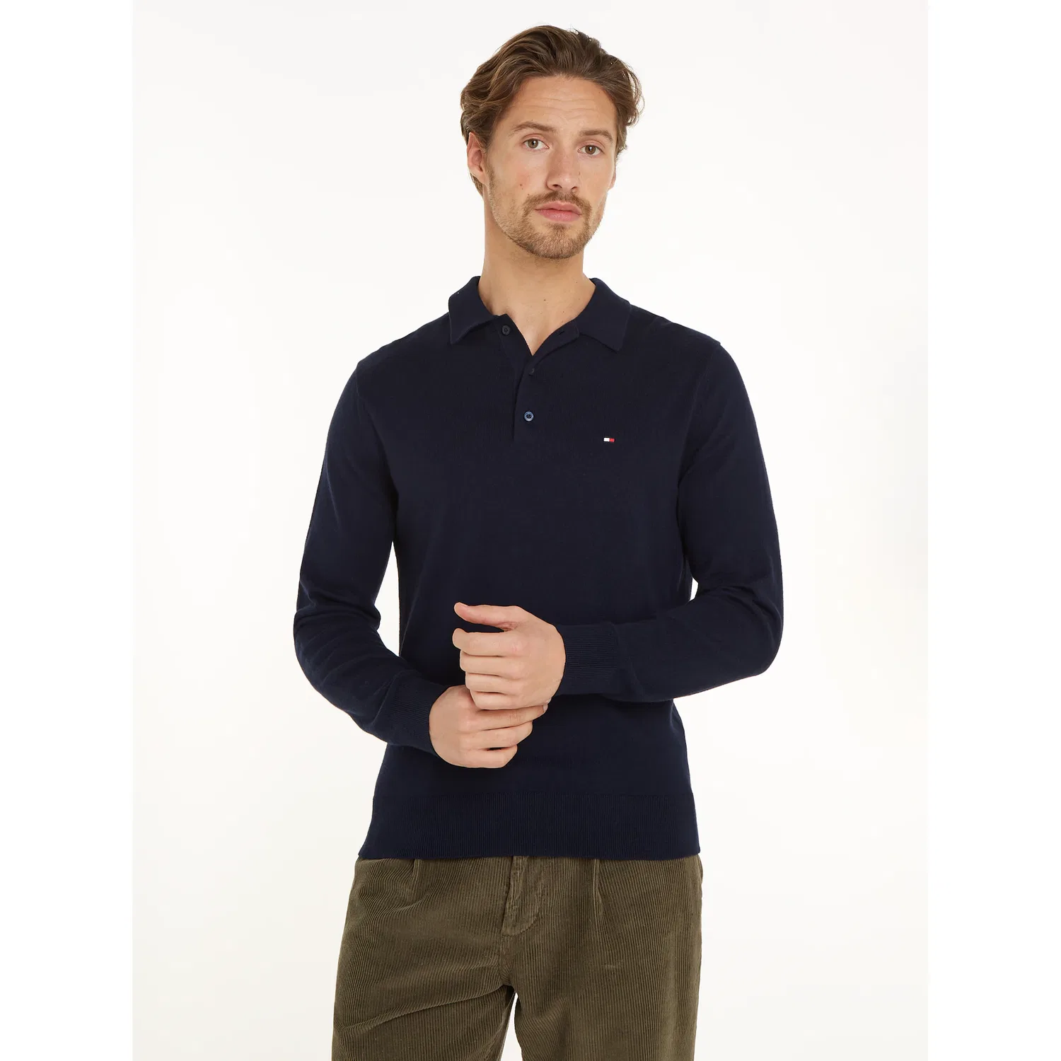 Мужской пуловер с поло-воротником Pima Org Ctn Cashmere Ls Tommy Hilfiger, Desert Sky