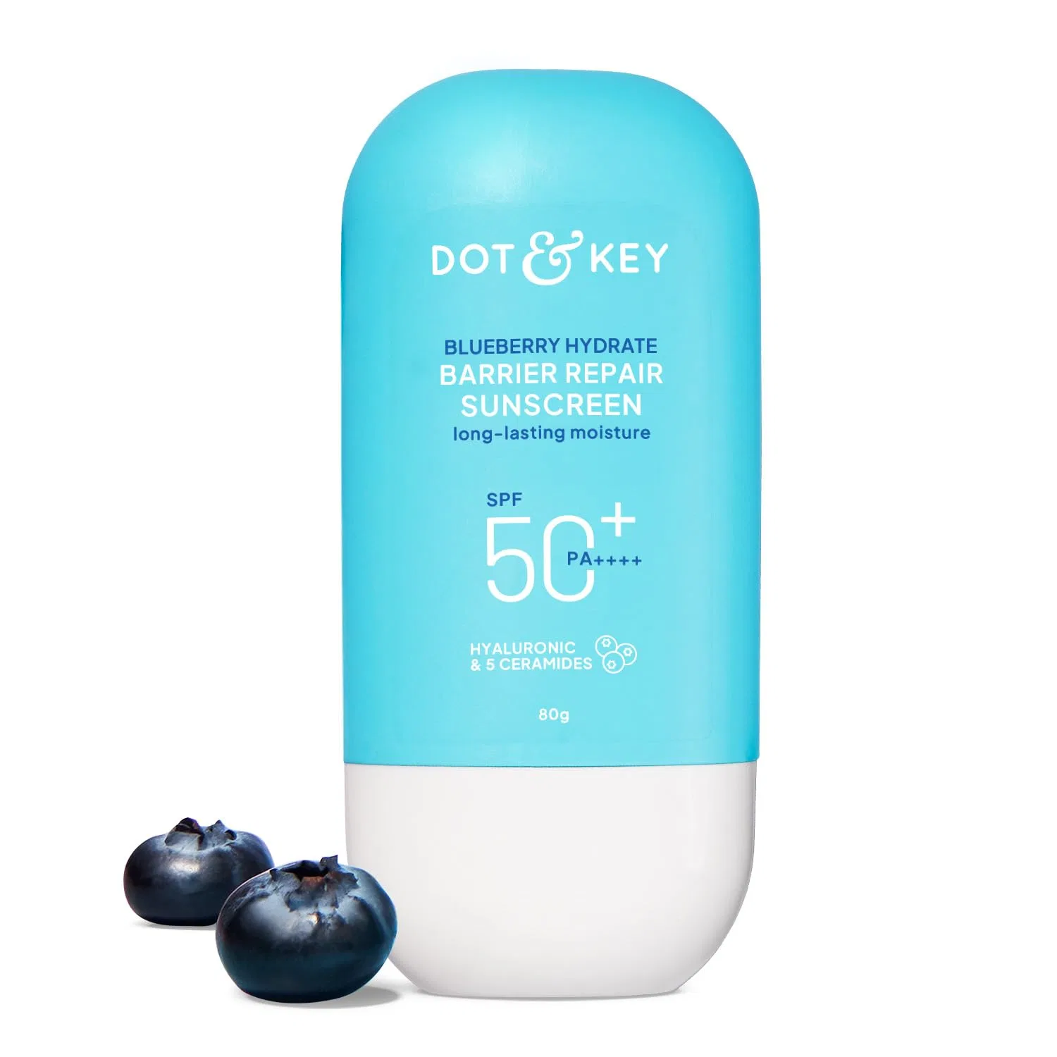 Солнцезащитный крем SPF 50+ PA++++ с черникой и 5 керамидами Dot & Key, 80 мл