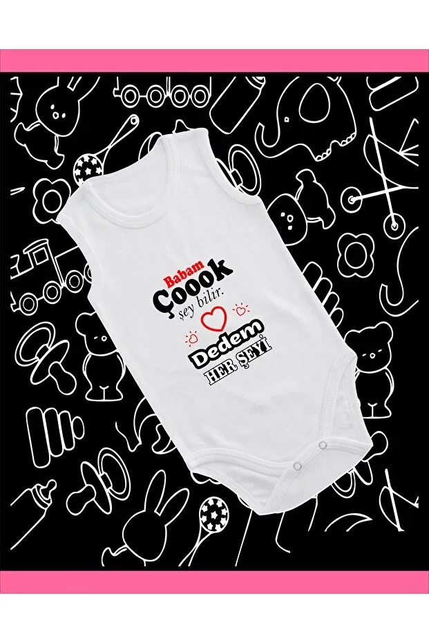 Детское боди для новорожденных хлопковое Cotton my dad knows everything my grandfather knows everything Enmalife, White — фото 2