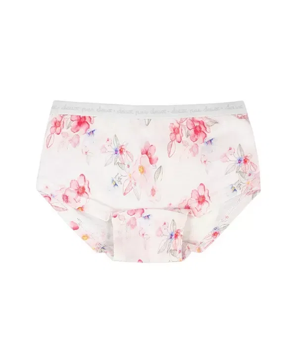 Детские трусы-шорты для девочек с принтом Organic Cotton Flowers Deux Par Deux, Pink Printed Flowers