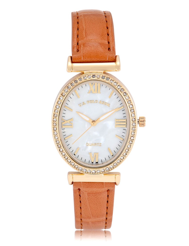 

Часы U.S. Polo Assn Ladies Brown Embossed Strap, коричневый