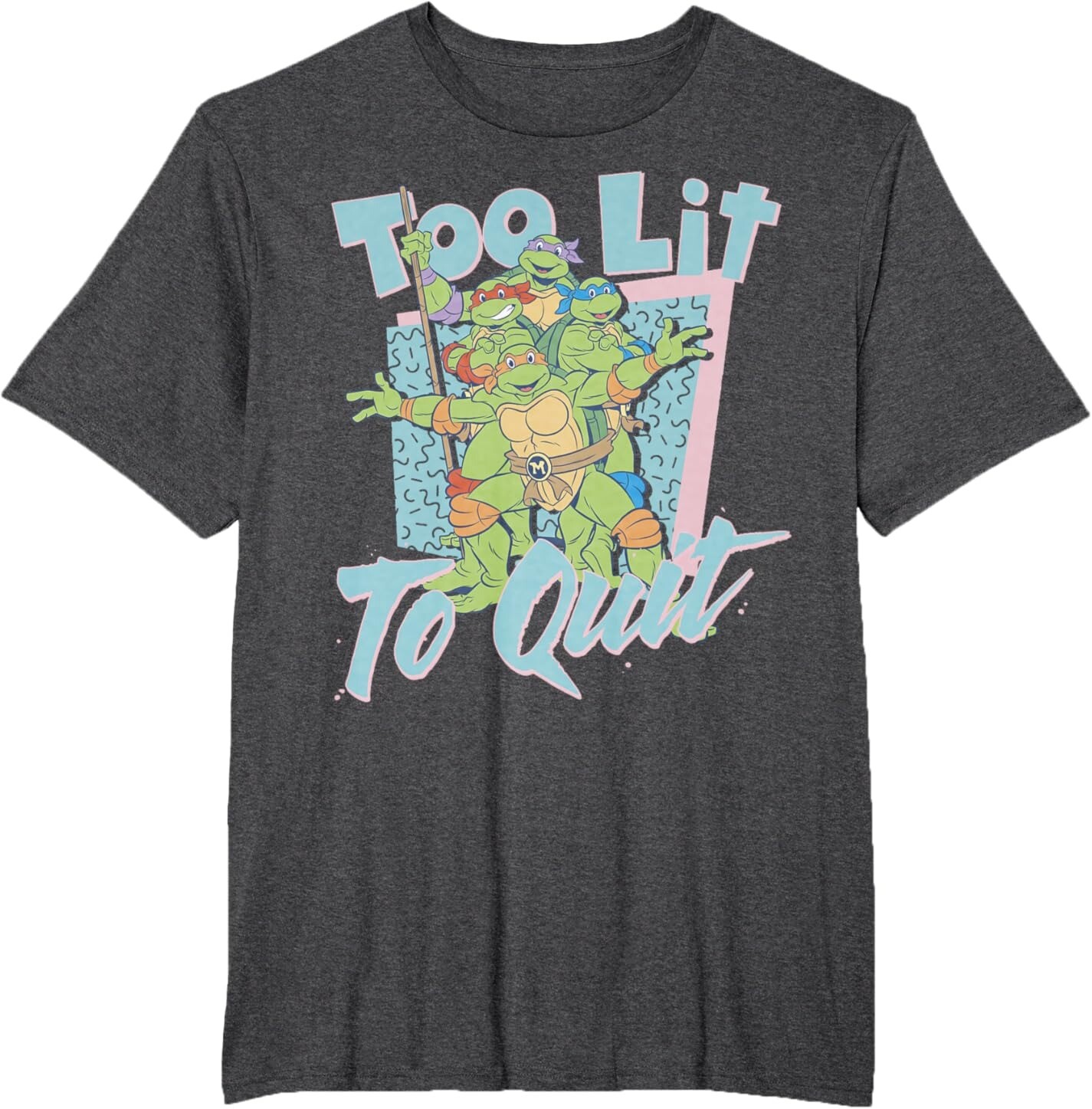 

Мужская футболка Teenage Mutant Ninja Turtles Too Lit To Quit, Big and Tall Size, темно-серый вереск
