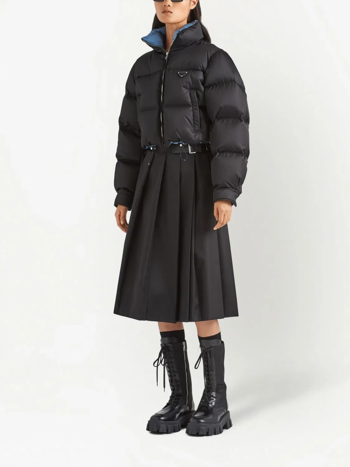 Укороченная куртка из Re-Nylon Prada, черный — фото 3