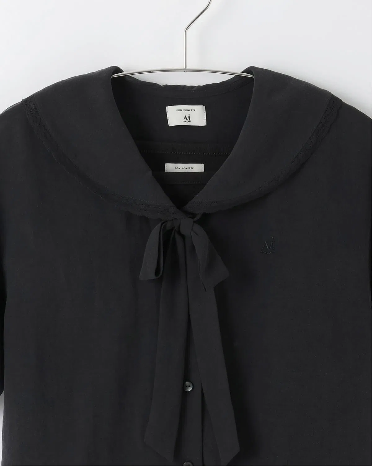 Детский комплект для девочек с кружевом, модель AMI, pom ponette junior, Black — фото 4