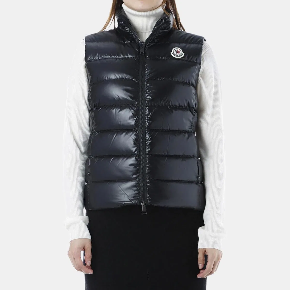 Детский жилет пуховый с воротником-стойкой Moncler, Black — фото 4