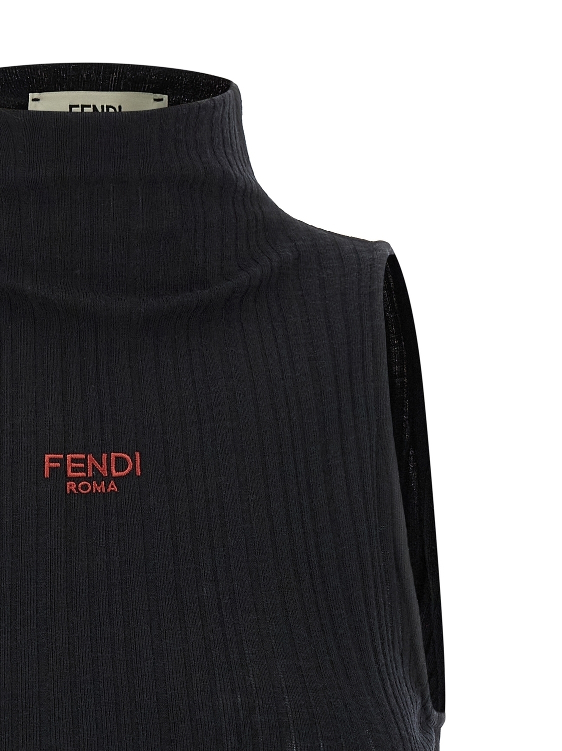 Топ с рюшами FENDI, черный — фото 3
