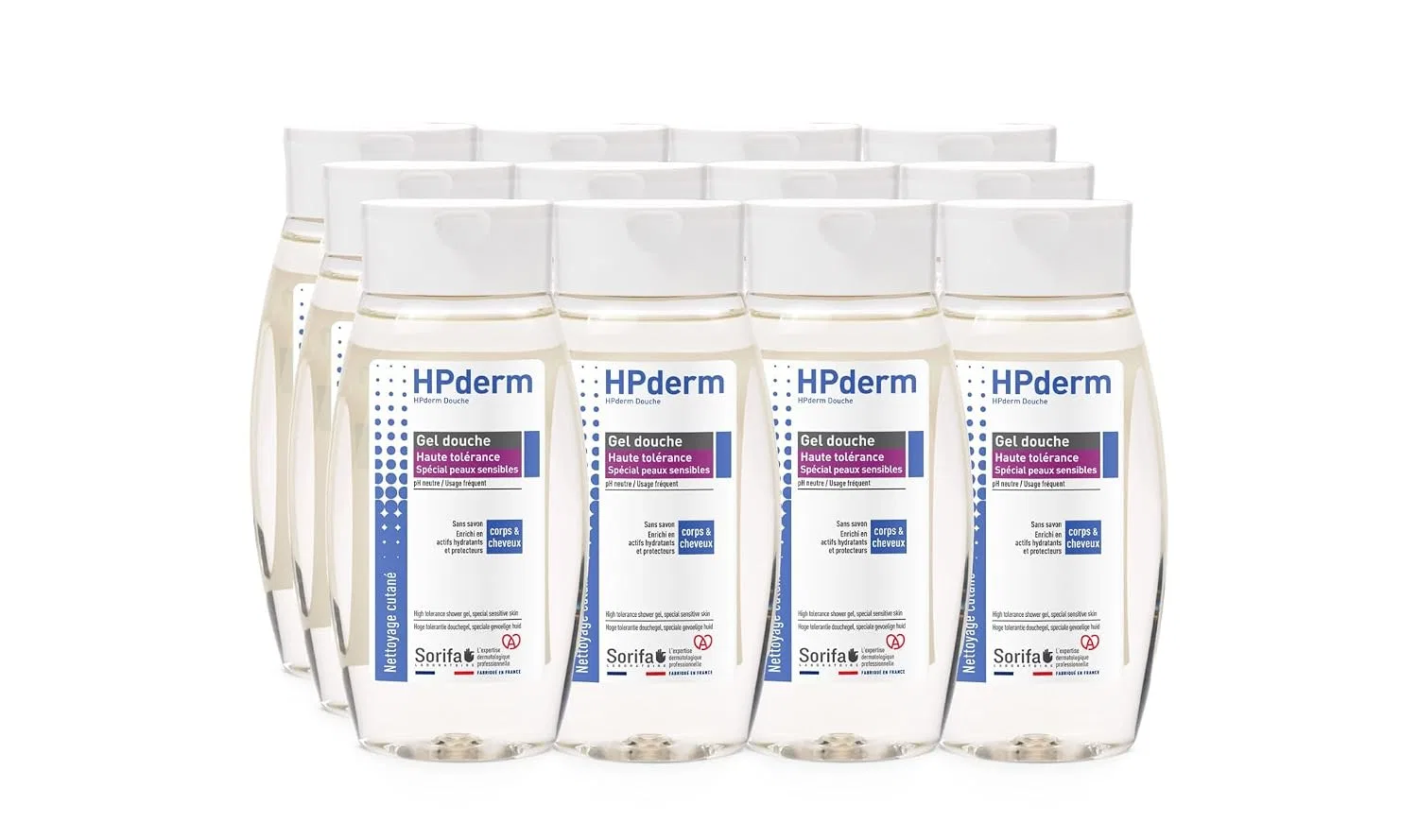 Гель для душа и шампунь 2-в-1 HPderm High Tolerance, SORIFA, набор 12 шт. по 250 мл, Fresh