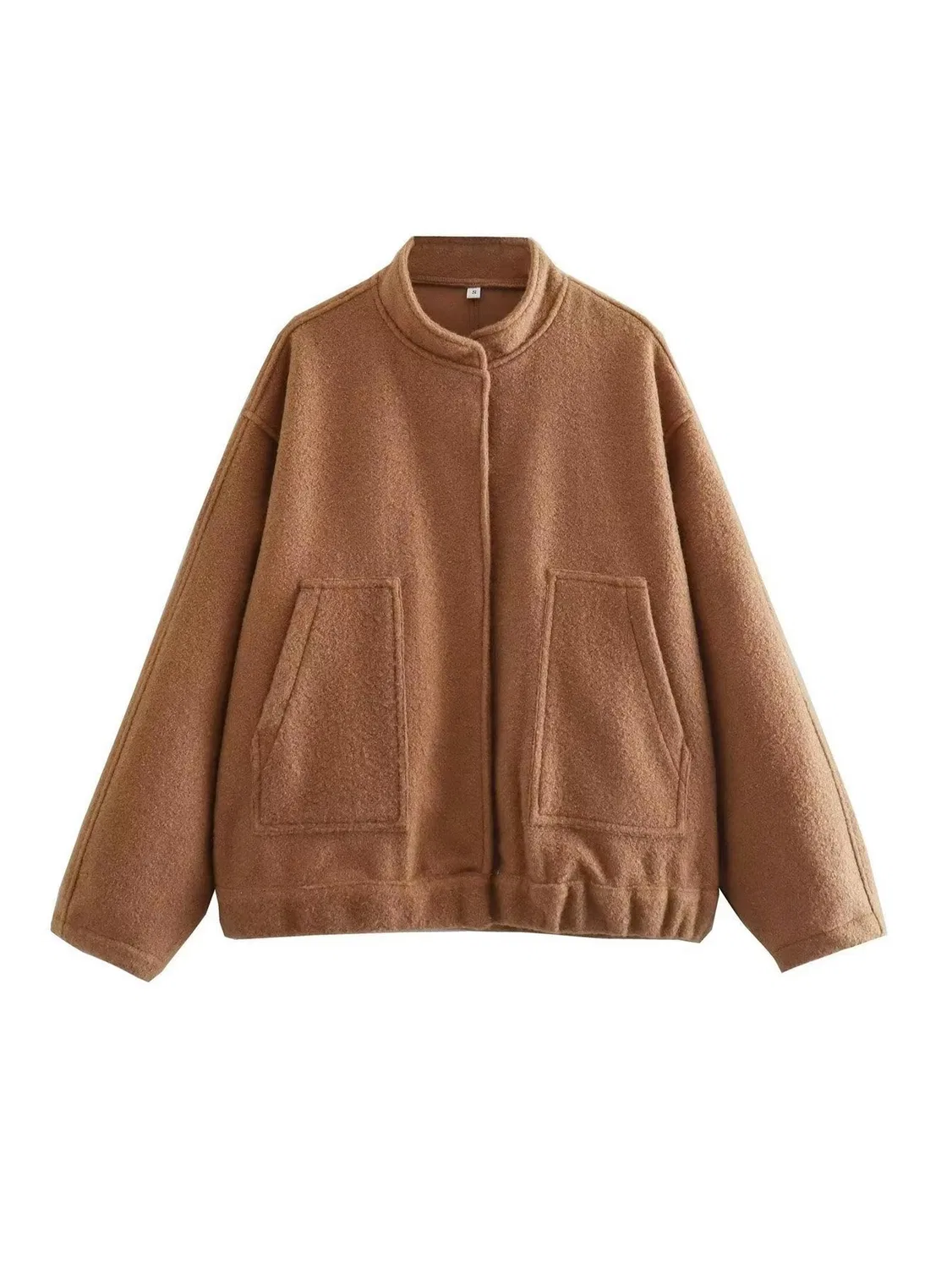 Женская свободная куртка с принтом Nuova Giacca Casual Ampia e Versatile da Donna con Bottoni nascosti, Azzurro — фото 4