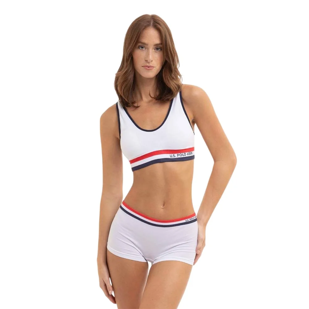 Женский комплект бюстье U.S. Polo Assn. Signature Stripe Bralettes With Removable Pads, белый