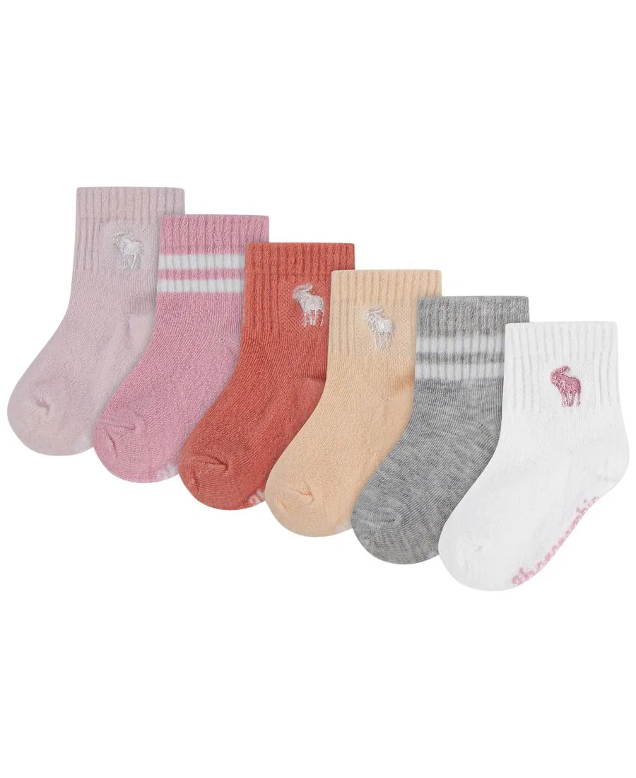 Комплект носков с рифленой манжетой, 6 пар abercrombie kids, Light Pink
