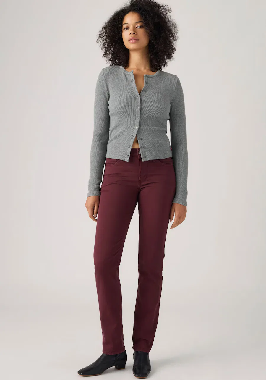 Джинсы LEVI'S Slim fit '314 Shaping Straight' бордового цвета — фото 4
