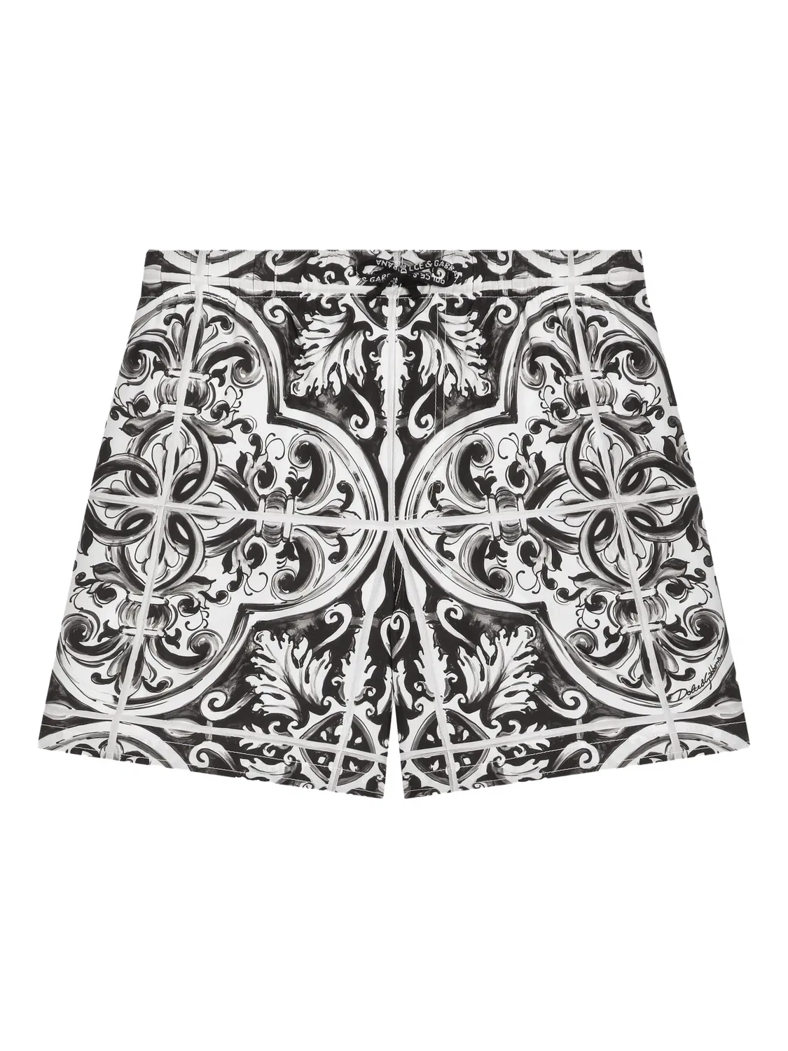 Плавательные шорты с рисунком Маджолика Dolce & Gabbana, черный