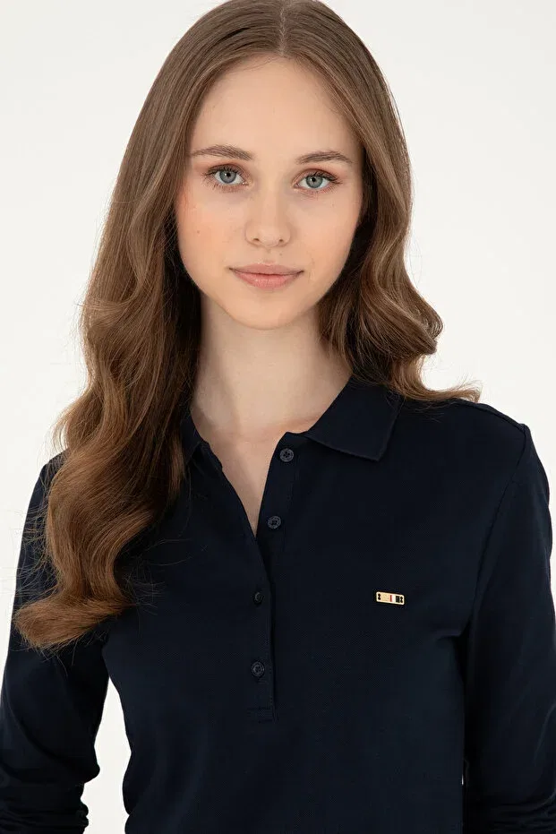 Женские свитшот с поло-воротником U.S. Polo Assn., Navy Blue — фото 2