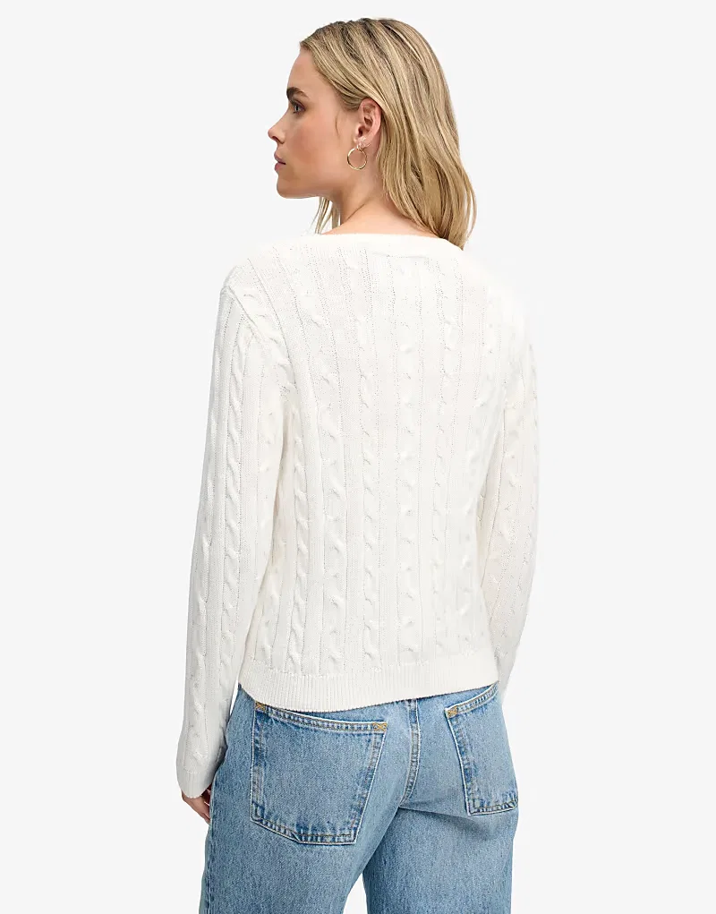 Вязаный джемпер Superdry Essentials sd&co с косами, экрю — фото 2