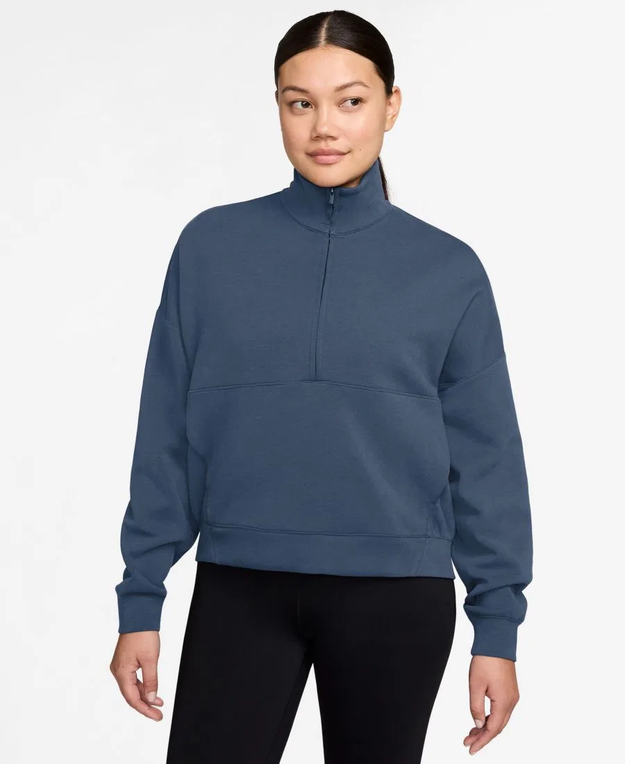 Топ оверсайз с полузастежкой Nike 24.7 Impossibly Soft, New Slate/Midnight Navy