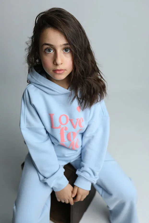Детский спортивный комплект для девочек с принтом Love for me Aden Designs, Blue — фото 3