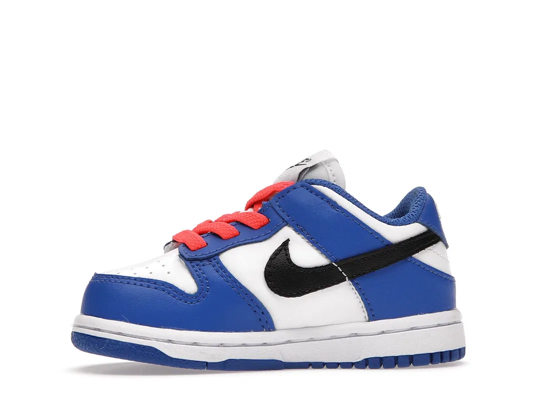 Детские кроссовки для мальчиков и девочек с контрастными элементами Nike Dunk Low Nike, White/Bright Crimson-Game Royal-Black — фото 3