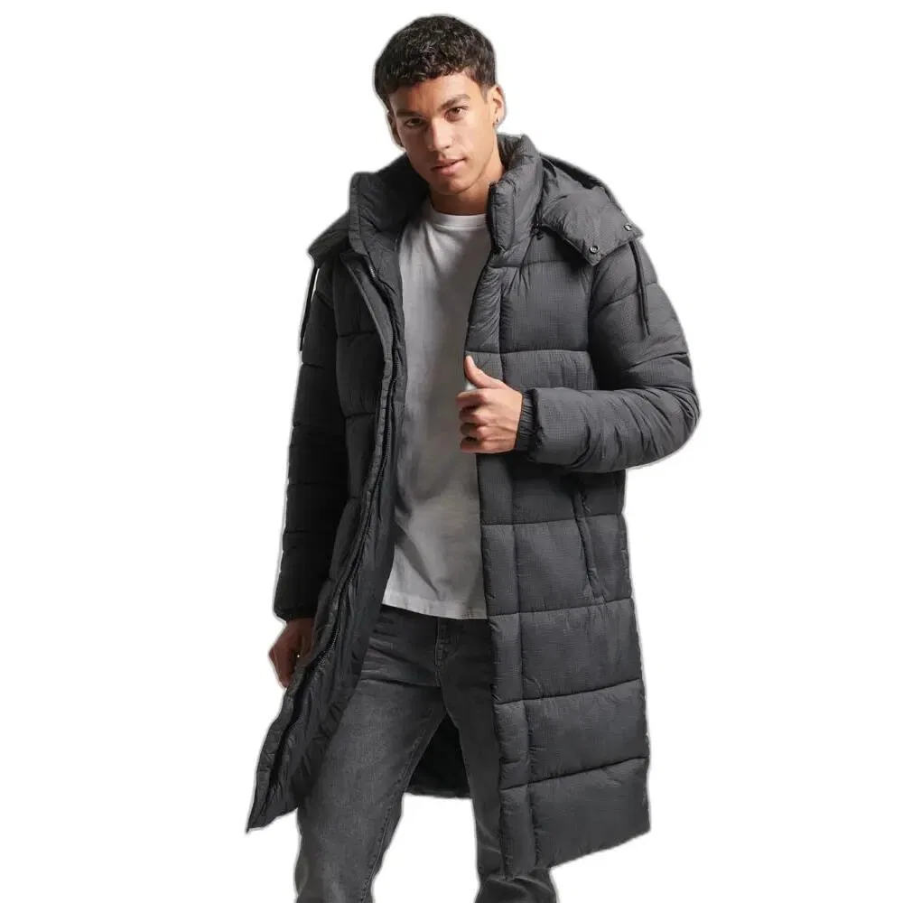 Мужская длинная куртка с капюшоном Superdry Ripstop, Schwarz — фото 2