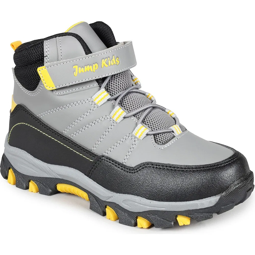 Детские кроссовки-ботинки для мальчиков с толстой подошвой, Grey Neon Yellow Jump — фото 2